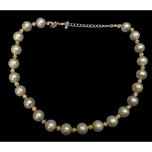 Charming Charlie Glitter Ball Glam Silver And Gold Tone Beaded Necklace - Picture 1 of 7